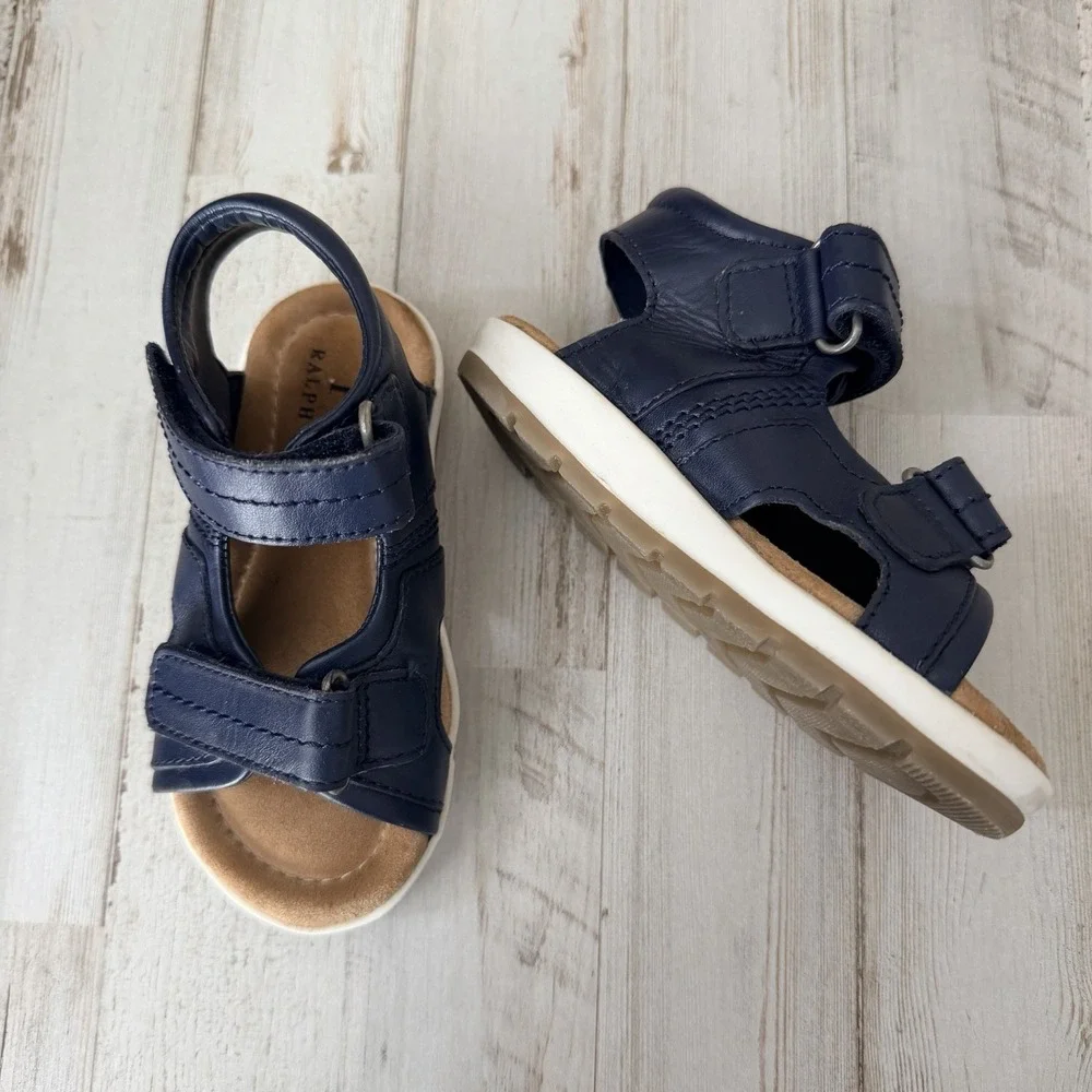 Polo Ralph Lauren Duncen‎ Toddler Full Grain Leather Sandals Blue Size 6 Summer